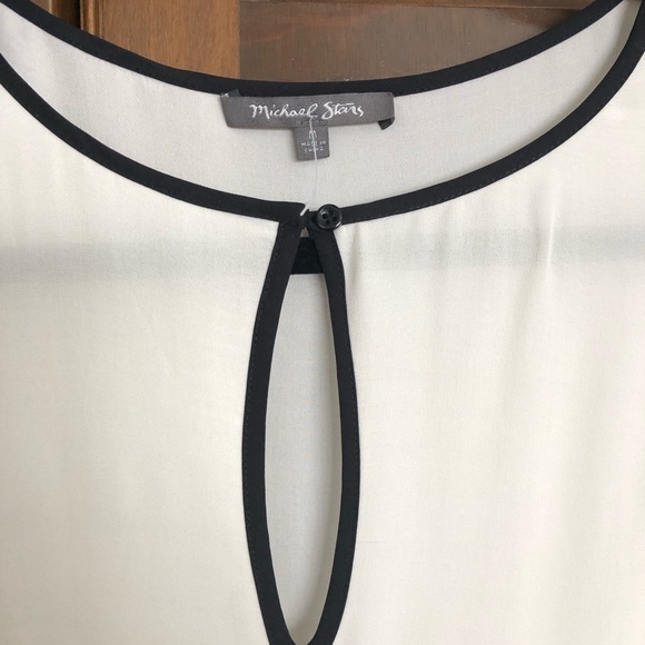 Michael Stars Silk Cream and Black Blouse - Picture 4 of 6